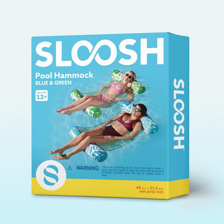 2 Packs Hammock Pool Floats Adults, 4-In-1 Multi-Purpose Inflatable Pool Floats PVC Water Hammock Lounge Floaties