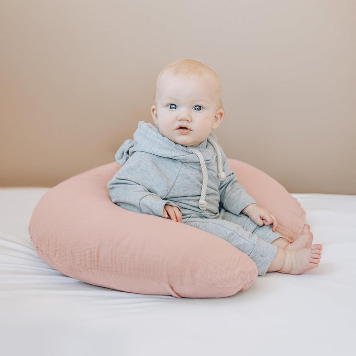 2-Pack Muslin Nursing Pillow Covers, Soft & Adorable Nursing Covers for Breastfeeding Pillows, Slipcovers for Newborn Boys & Girls(Pink, Floral)