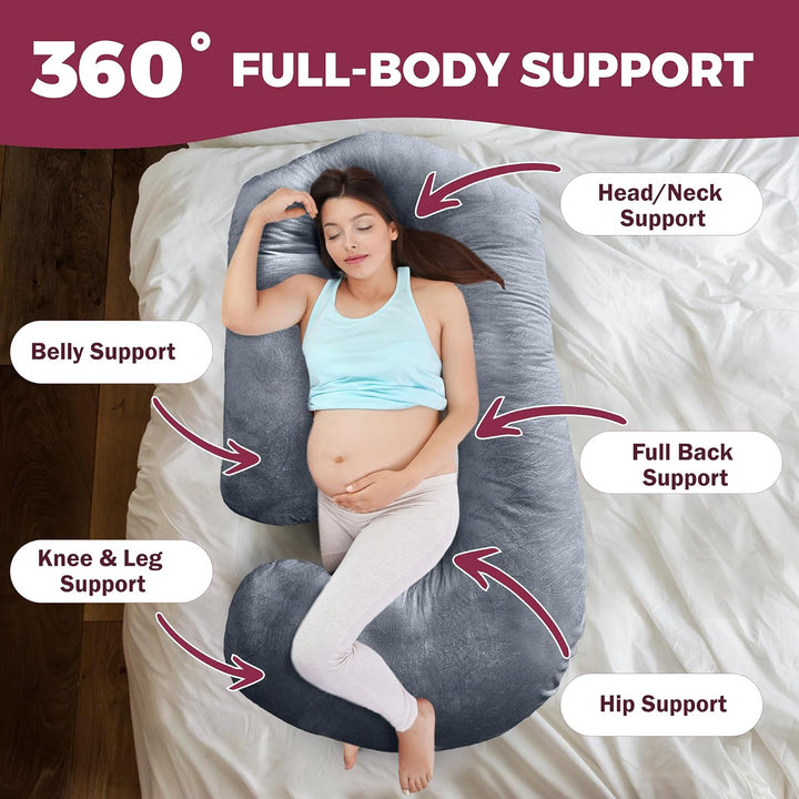 Pregnancy Pillows for Sleeping - V C U Shaped 57Inch Full Body Pillow with Removable Washable Cover, Cooling Maternity Pillow for Pregnant Women, Support for Back Belly Legs Hip