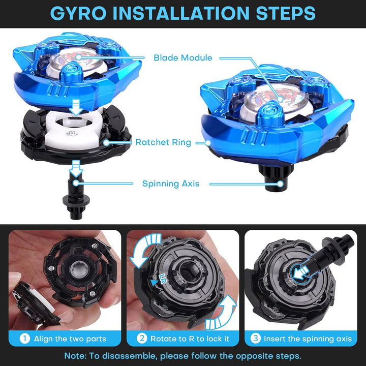 X Battling Set, 12 Spinning Tops, 3 Launchers and 1 Grip with Storage Box, Kids Toys Birthday Gift Ideal for 6+ Years Old Boys