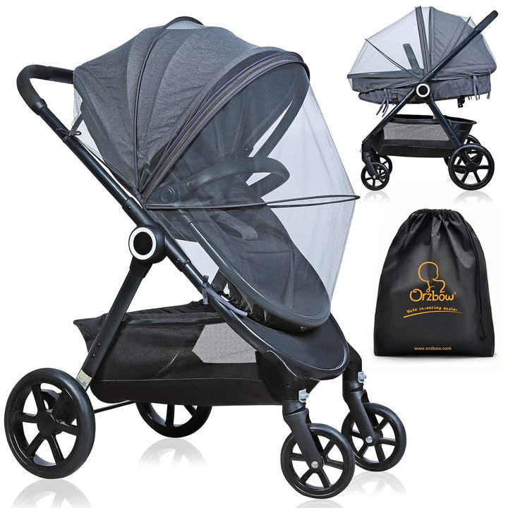 Universal Mosquito Net for Stroller, Baby Bug Net with Two-Way Zippers & Storage Bag, Breathable & Foldable Mosquito Nets for Strollers, Car Seat, Bassinet, Cradle, Portable Mini Crib, Black