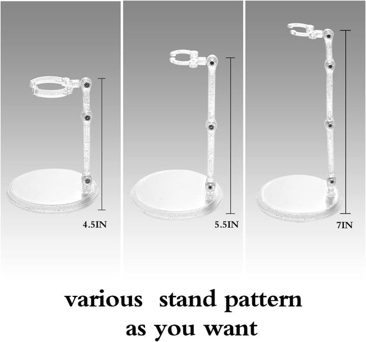 Doll Stand - Clear Doll Stand for 0.5" to 10" Dolls and Action Figure Stand (3-Pack)