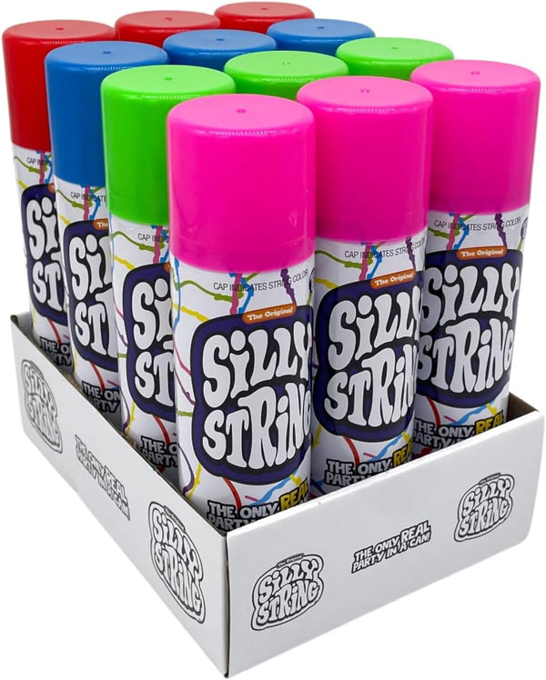 The Original !  Party Pack, 12 Pack, Assorted Colors, 3Oz Large Can the Only REAL Party in a Can! Be Silly! Shoots over 15Ft!