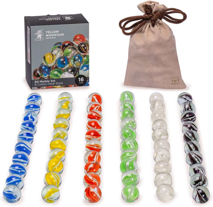 60 Pieces Chinese Checkers Marbles Set with Solid Colors - 16 Millimeters