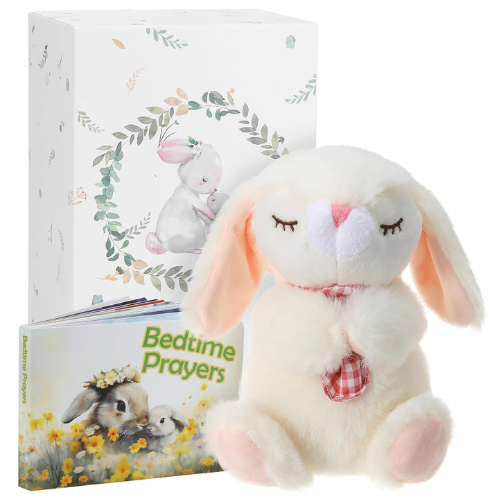 Baptism Gifts for Boys and Newborn Baby, 7" Praying Bunny Plush Toy and Bedtime Blessing Book in Keepsake Gift Box, Christening Gifts Set, Ideal Easter Gifts for Kids