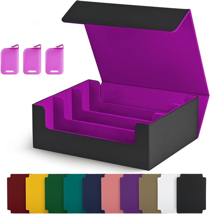 Card Storage Box for Trading Cards, 1800+ PU Leather Commander Card Deck Case, Magnetic Closure Card Holder Fits for Magic Game Cards (Black)
