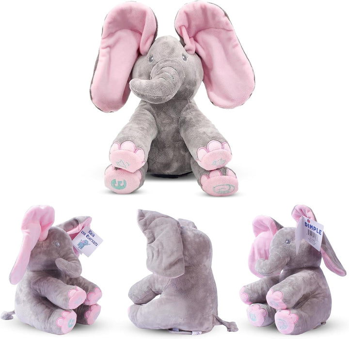 Kaia Peek a Boo Elephant Toy, Interactive Singing Stuffed Elephant Plush with Moving Ears, Musical Stuffed Animal for Babies and Toddlers, Adorable Elephant Baby Toy