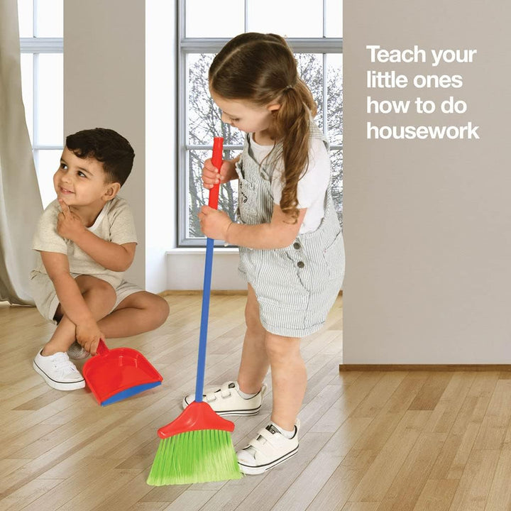 Kids Cleaning Set 4 Piece - Toy Cleaning Set Includes Broom, Mop, Brush, Dust Pan - Toy Kitchen Toddler Set Is a Great Toy Gift for Boys & Girls