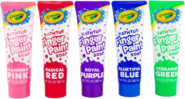 Bathtub Fingerpaint 5 Color Variety Pack, 3 Ounce Tubes (Bluetiful Blue, Screamin' Green, Radical Red, Flamingo Pink, Royal Purple) Color Your Bath Easily Washable Finger Paints