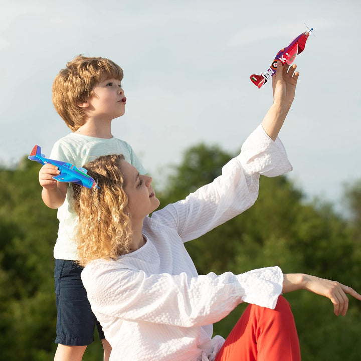 48 Flying Gliders Airplane Toys (8") for Kids, Boys & Girls - Goodie Bags Birthday Party Favors - Easy to Assemble