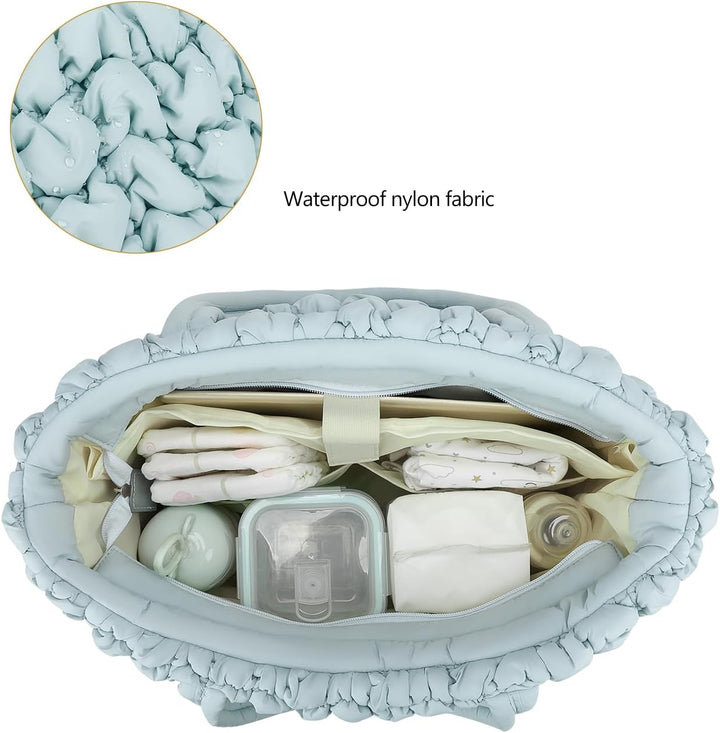 Puffer Tote Diaper Bag for Women, Multifunction Lightweight Fashion Quilted Mommy Tote Bag