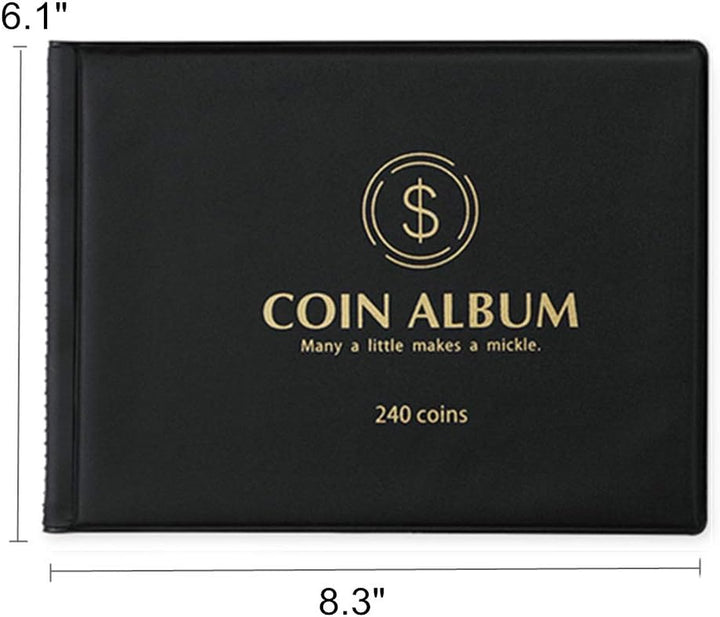 Coin Collection Holder Album for Collectors, 240 Pockets Coin Collection Book Office Supplies