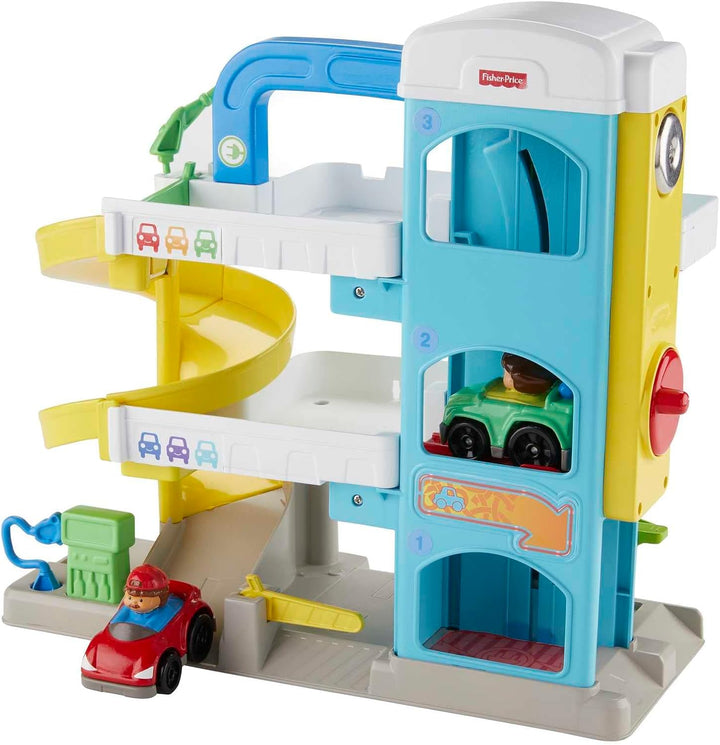 Little People Toddler Toy Helpful Neighbor’S Garage Playset with Spiral Ramp & 2 Cars for Pretend Play Ages 18+ Months​