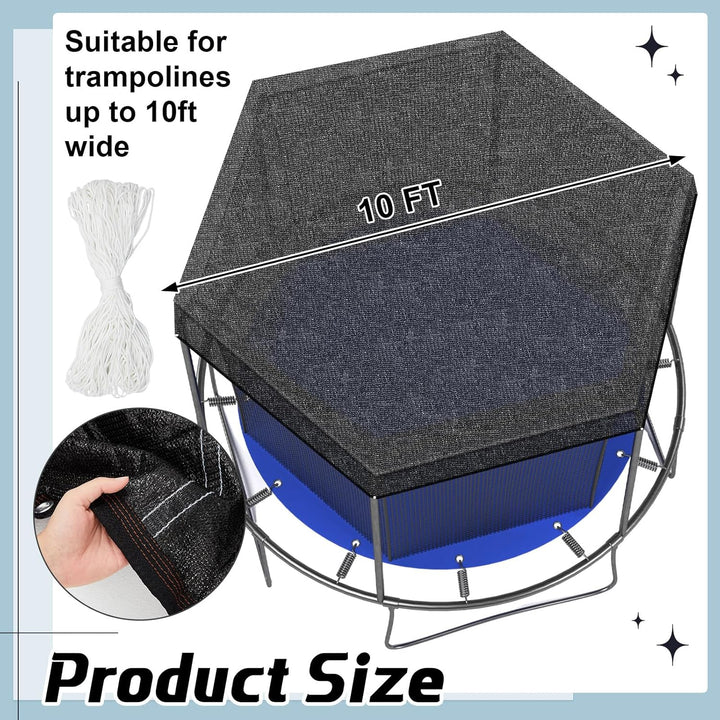 Trampoline Shade Cover Black Sunshade Tent Top Cover for 8Ft 10Ft 12Ft round Trampoline, Easy to Install for Backyard Playground, Tent Only