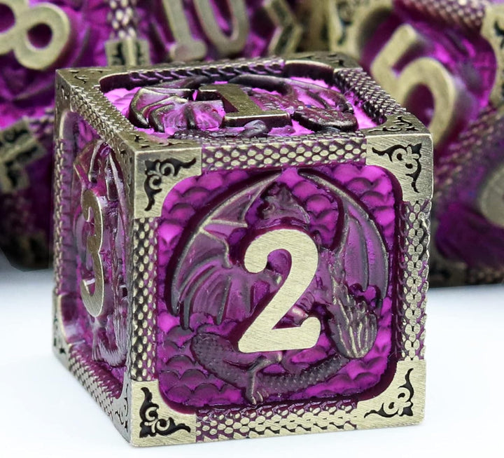 Bloodstained Metal DND Dice Set Blood Polyhedral D&D Dice Compatible with Dungeons and Dragons Gift TTRPG Antique Metal Halloween Dice