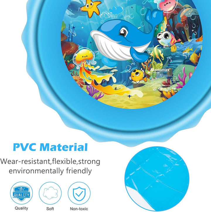 Upgraded 67" Splash Pad, Sprinkler & Splash Play Mat, Inflatable Summer Outdoor Sprinkler Pad Water Toys Fun for Children, Infants, Toddlers, Boys, Girls and Kids