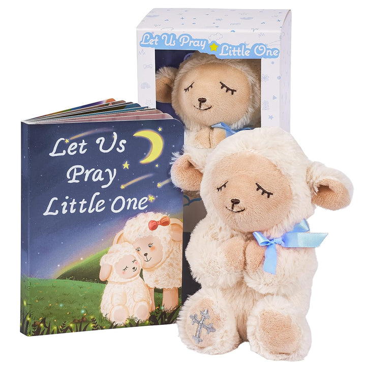 Baptism Gifts for Girl, Great Christening, Dedication and Baptism Gift Set for Girl and Newborn Baby, Includes 7" Praying Lamb Plush Toy and Let Us Pray Baby Book in Keepsake Gift Box