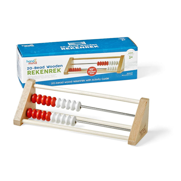 20-Bead Wooden Rekenrek Abacus, Colored Abacus for Kids Math, Wooden Counting Math Manipulatives, Bead Counters for Kids Math, Learn Counting and Numbers, Homeschool Supplies (Set of 1)
