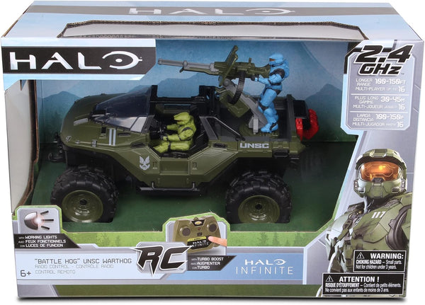 Halo Infinite RC: Battle Hog UNSC Warthog -W/Master Chief & Spartan, 2.4 Ghz Radio Control W/Turbo Boost Vehicle
