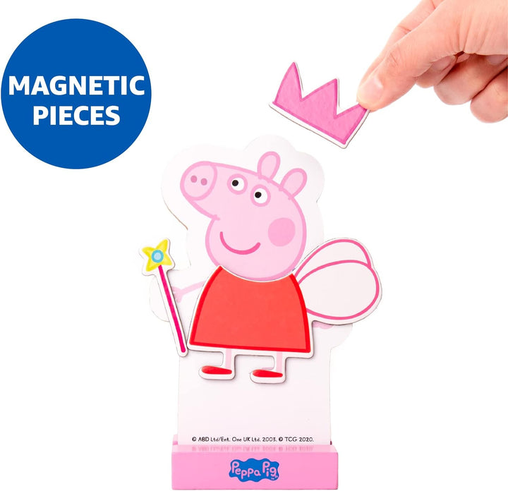 Peppa Pig Magnetic Wood Dress up Doll. Includes 26 Colorful Magnetic Wood Pieces and Wooden Storage Box. Encourages Creative Play with Mix and Match Fun for Preschoolers and Kids Ages 3 and Over.