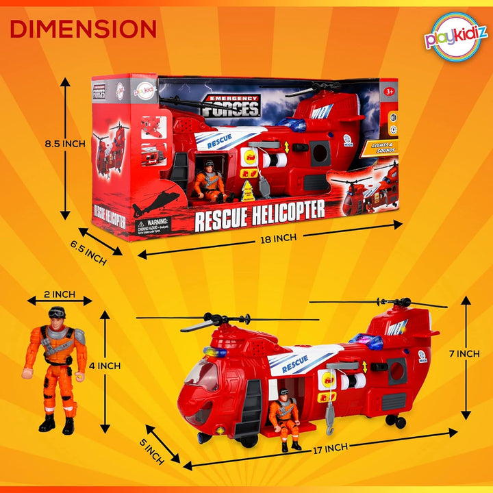 Helicopter Toys for Boys, Toy Helicopter for Toddlers, Lights & Sounds, 17" Length, Rescue Role Playset, Play & Learn Toddler Toys Ages 3+