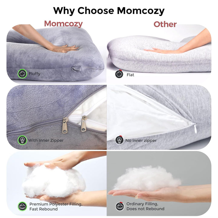 Pregnancy Pillows for Sleeping, U Shaped Full Body Maternity Pillow with Removable Cover - Support for Back, Legs, Belly, HIPS for Pregnant Women, 57 Inch Pregnancy Pillow for Women, Grey