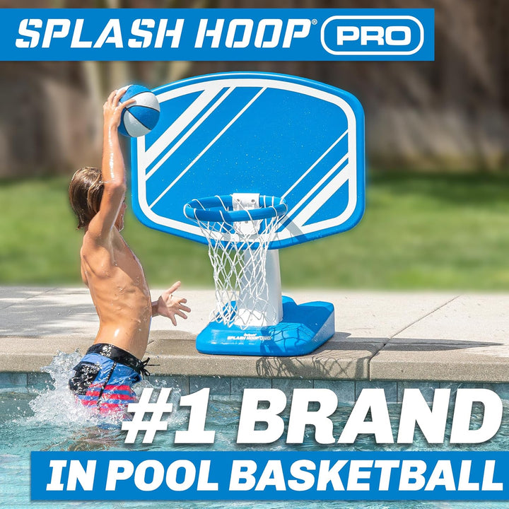Splash Hoop PRO Swimming Pool Basketball Game - Includes Poolside Water Basketball Hoop, 2 Balls and Pump - Blue