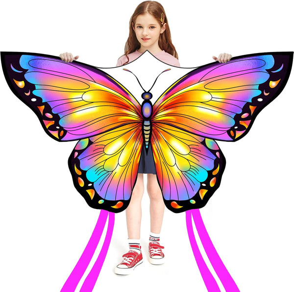 Butterfly Kites for Kids & Adults,55" X 28" Large Beginner Kite for Kids Ages 4-8,Easy to Fly for Beginners, Each Kite with 300Ft Line Handle,Beach Kites for Outdoor Activities & Family Trip