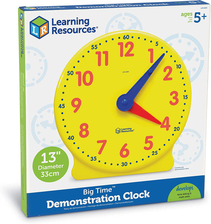 Big Time Learning Clock, Analog Clock, Homeschool, 12 Hour, Basic Math Development, Ages 5+