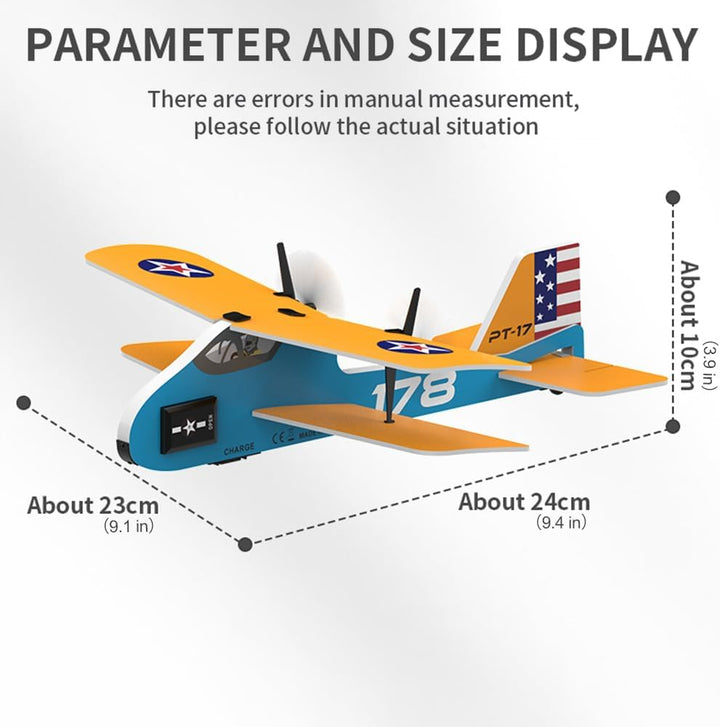 Mini RC Plane for Beginners, Kids and Adults, 2.4Ghz 2CH Remote Control Airplane with Led Lights, Double Wing Design Foam RC Airplanes with 6-Axis Gyro Stabilize, Flying for Indoor and Outdoor