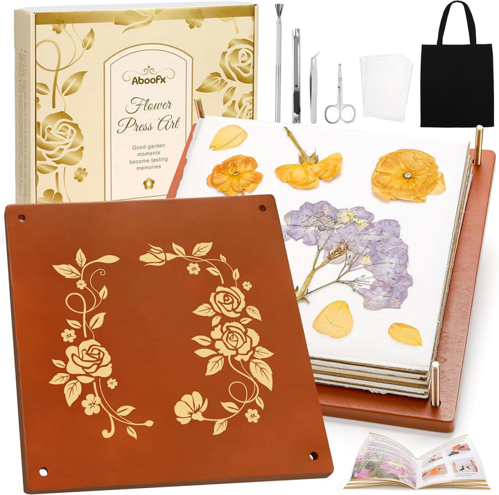 Flower Press Kit, Craft Kits 11"X11" 10 Layers Wooden Flower Pressing Kit for Crafts Pressed Flowers and Plant for DIY Art, Preservation for Bookmark Frame Wedding Flower Drying