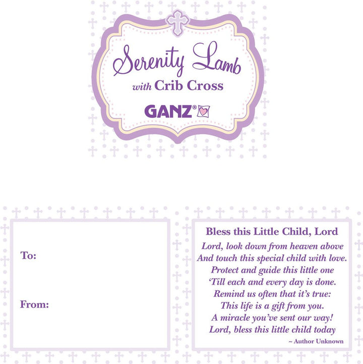Serenity Lamb with Crib Cross Christening or Baptism Gift, Pink