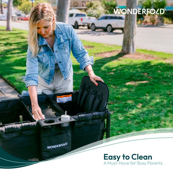 Flex Snack Tray for W4 Stroller Wagon with Convertible Cup Holders & Adjustable Sidewalls to Maximize Space, Easy to Install, Easy to Clean