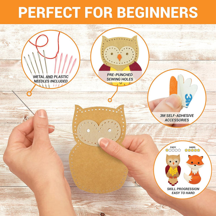 Sewing Kit for Kids, Fun and Educational Animal Craft Set for Boys and Girls Age 7-12, Sew Your Own Felt Animals Craft Kit for Beginners, 165 Piece Set