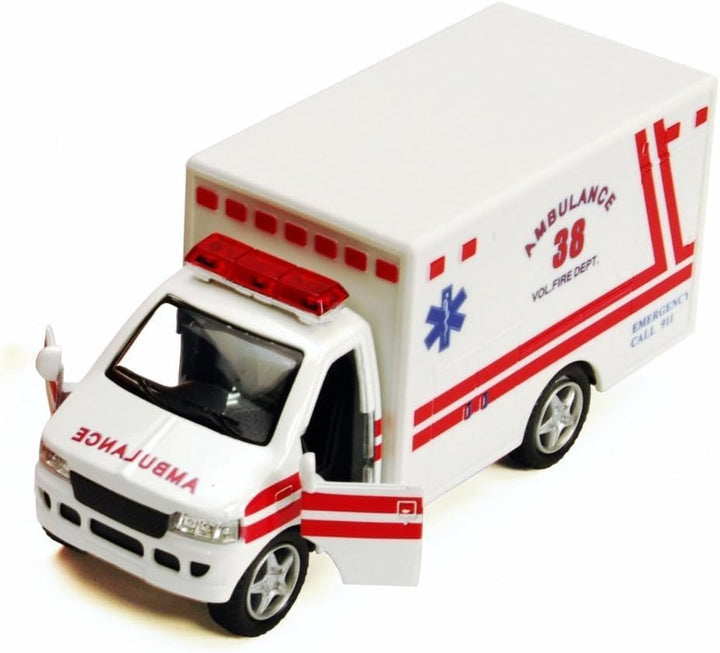 Rescue Team Ambulance 5" Die Cast Metal Cabin W/Pullback Action
