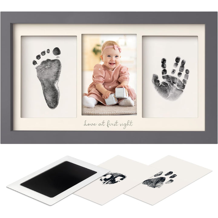 Inkless Baby Hand and Footprint Kit Boy, Girl - No Mess Ink Pad for Handprint, Clean Touch Dog Paw Print Kit, Personalized Baby Shower Gifts, Nursery Newborn Keepsake Frame (Alpine White)