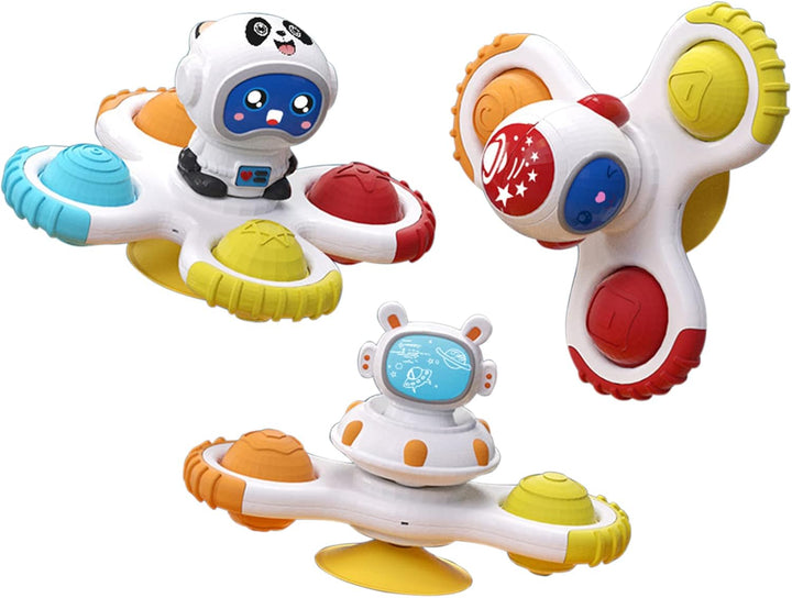 3-Piece Suction Cup Spinner Toys for Boy & Girl, Spinning Tops for Toddlers, Birthday Gift for Infant, Sensory Baby Bath Toys