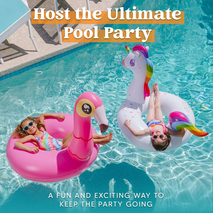 2-Pack Flamingo Unicorn Pool Float - Fun Floaties Inflatable Swimming Pool Tubes Toys Party Decorations, Summer Vacation Lake Beach Floaty Swim Rings Raft Lounger for Adults & Kids