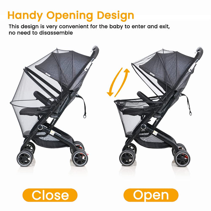 Universal Mosquito Net for Stroller, Baby Bug Net with Two-Way Zippers & Storage Bag, Breathable & Foldable Mosquito Nets for Strollers, Car Seat, Bassinet, Cradle, Portable Mini Crib, Black