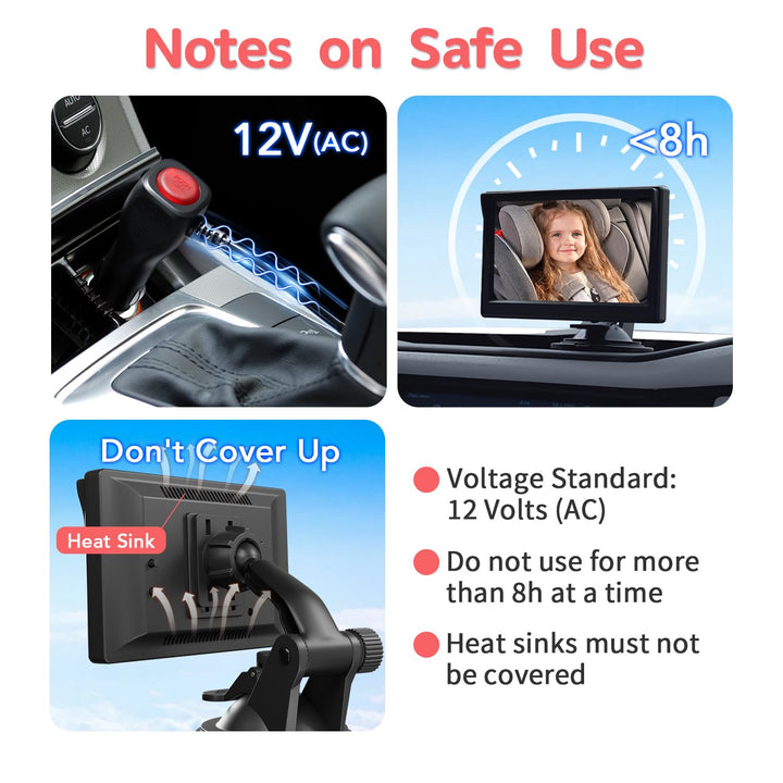Baby Car Camera, Dual Channel 5 Inch Display with 2 IR Night Vision Camera, Easily Install Baby Car Mirror 1080P Clear Car Baby Camera for Rear Facing Seat Backseat ACZ403