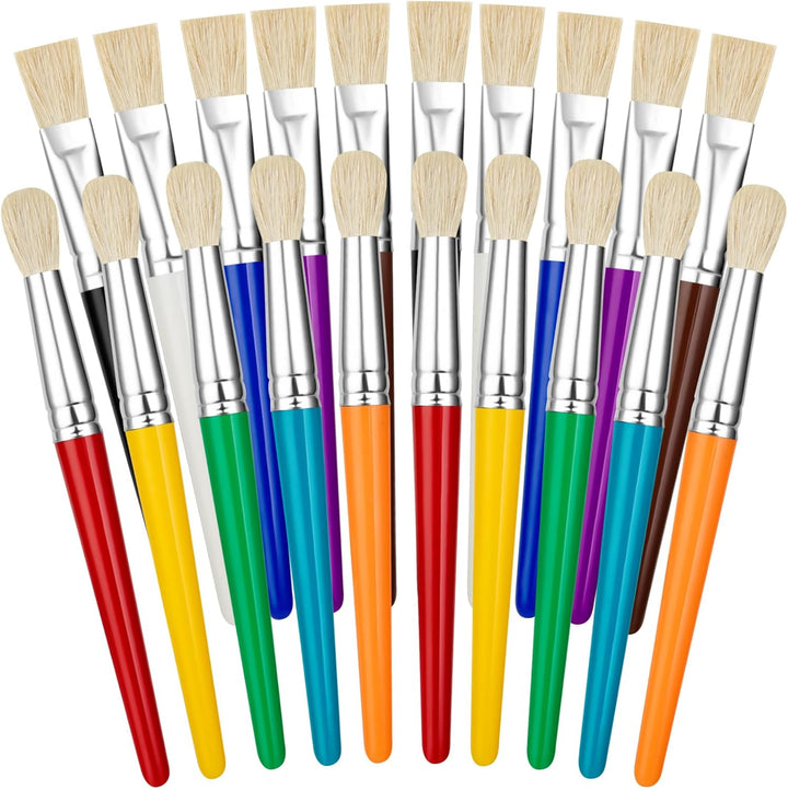 Paint Brushes for Kids, 10 Pcs Big Washable Chubby Toddler Paint Brushes, Easy to Clean & Grip round and Flat Preschool Paint Brushes with No Shed Bristle for Acrylic Paint, Washable Paint