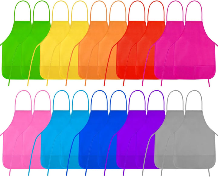 10/20/30 Pcs Kids Painting Apron Kid Art Aprons Toddler Paint Apron Smock with 2 Pockets for Cooking Painting Craft