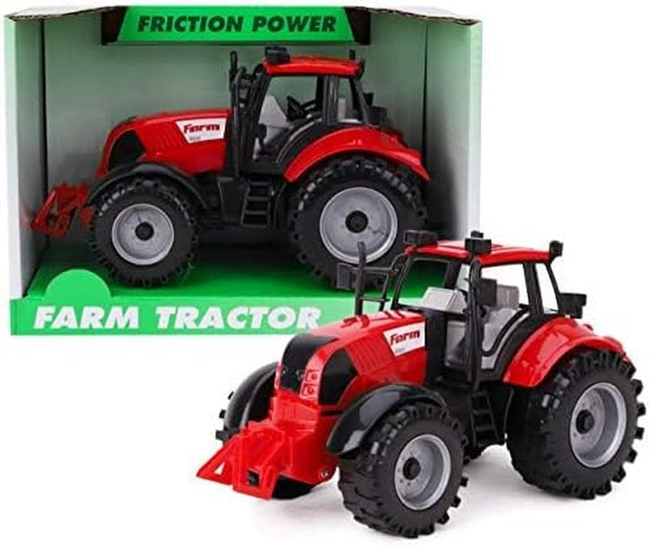 ⓡ Friction Powered Farm Tractor with Opening Bonnet - Available in Pink, Blue, Red & Green (RED)