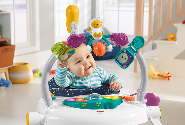 Baby Jumperoo Baby Bouncer and Activity Center with Lights and Sounds, Astro Kitty Spacesaver