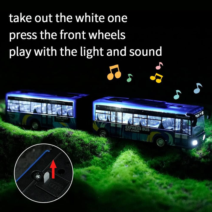 City Bus Toy for Kids, Die Cast Alloy Pull Back Vehicles, Metro Articulated Electric Bus with Sounds and Lights, Model Cars Toys Educational Gift for Kids Boys Girls Ages 3+