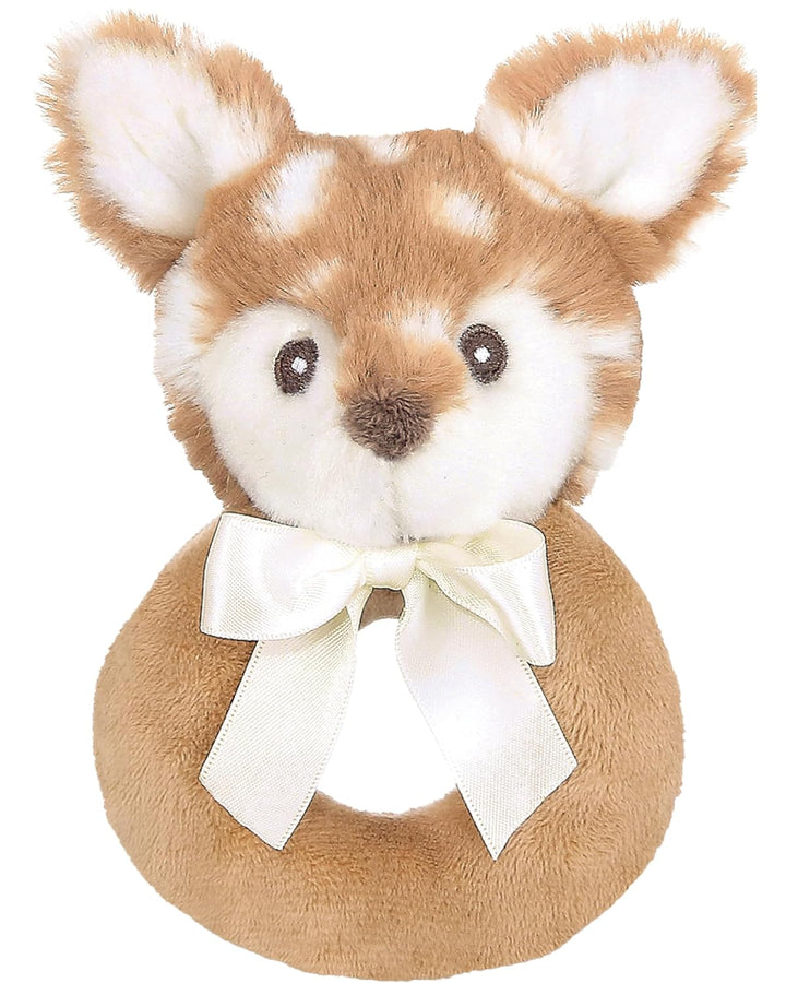 Bearington Baby Touchdown, 5.5 Inch Plush Stuffed Baby Football Soft Ring Rattle - Newborn Toys - Soft Rattle
