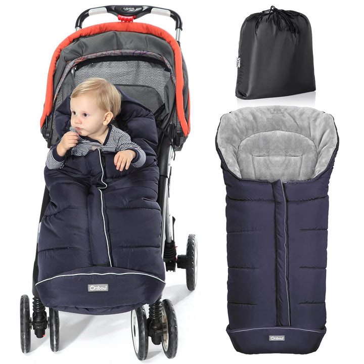 Warm Bunting Bag Universal, Stroller Sleeping Bag Cold Weather, Waterproof Toddler Footmuff (Black, Large)