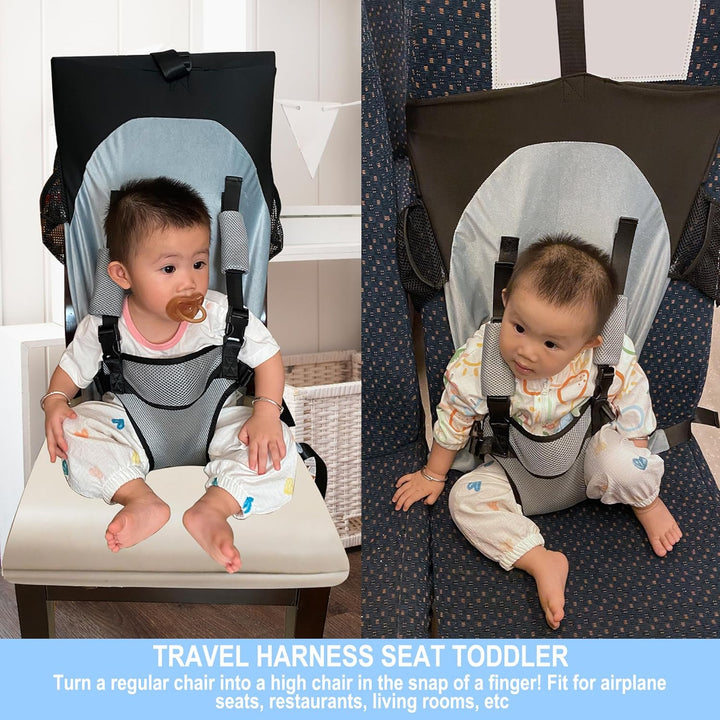 Baby Airplane Bed, Baby Travel Essentials for Flying, Toddler Airplane Seat Extender Must Haves, Plane Portable High Chair Harness Seat for Infant (Gray)