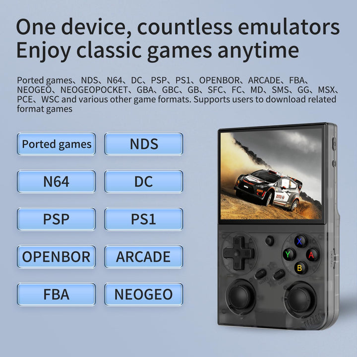 G350 Retro Handheld Game Console , G350 Retro Gaming Console 3.5'' IPS Screen Linux System Built-In 64G TF Card 20+Emulators Pre-Installed 4371 Games Retro Game Console with 3200Mah Battery Black