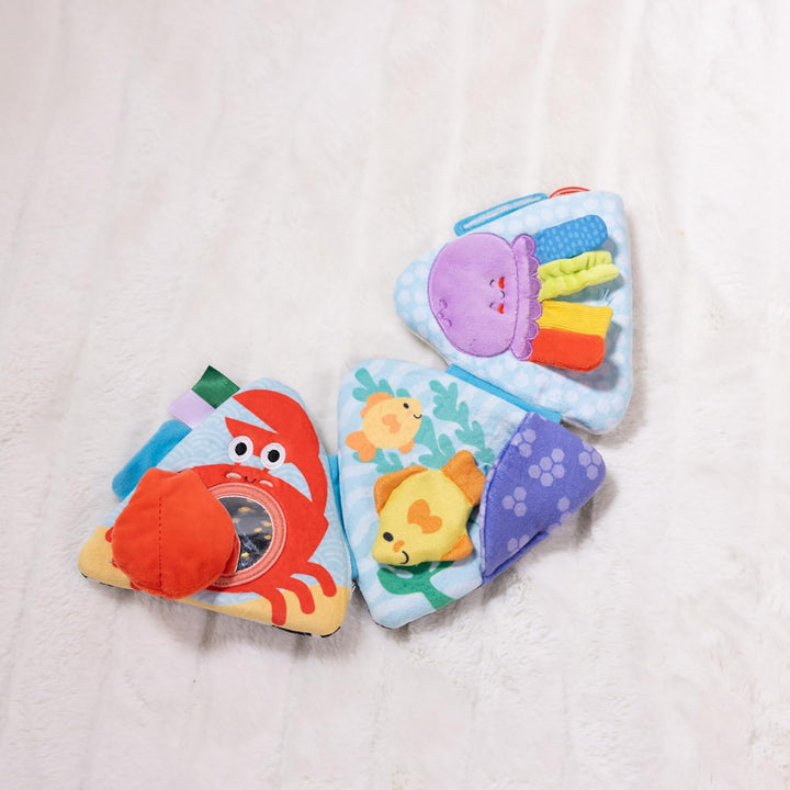 Ocean Tummy Time Triangle Infant Baby Toy, Soft Sensory Toy with Textures, Mirror, for Newborns to Ages 6 Months